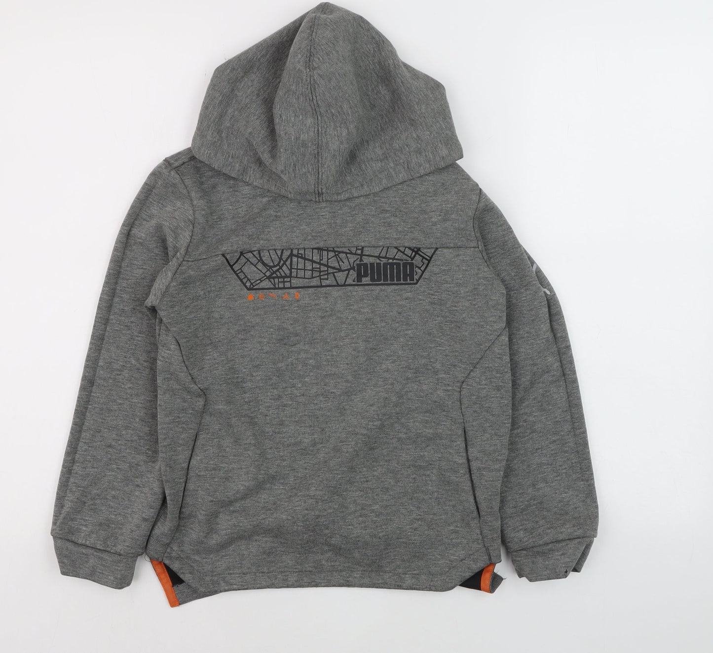 Puma Boys Grey Hoodie 9-10 Years Pullover Hooded Sweatshirt
