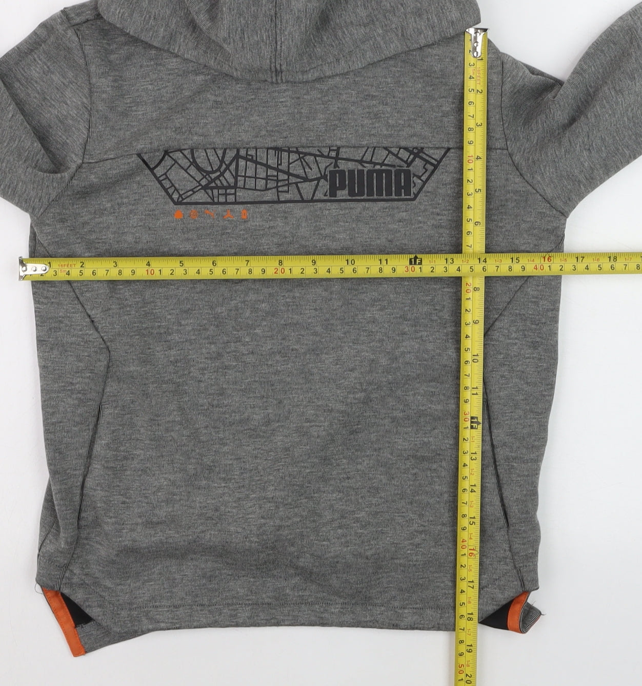 Puma Boys Grey Hoodie 9-10 Years Pullover Hooded Sweatshirt