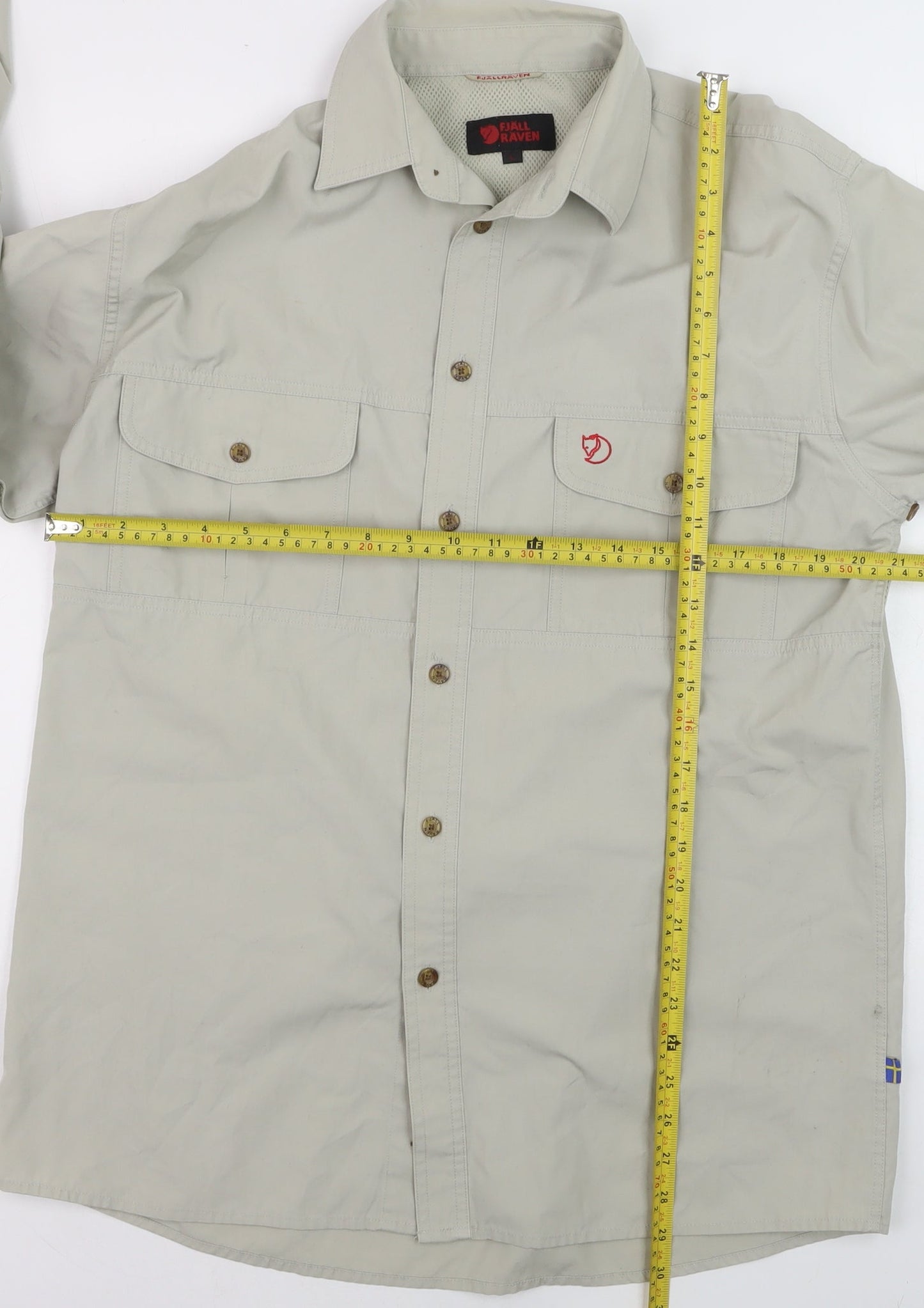 Fjällräven Men's Beige Long Sleeve Outdoor Button-Up Shirt L