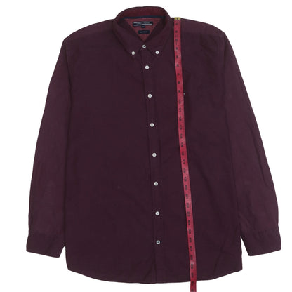 Tommy Hilfiger Men’s Purple Button-Down 2XL Cotton Shirt New York Fit