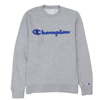 Champion Men's Grey Crew Neck Embroidered Logo Sweatshirt M