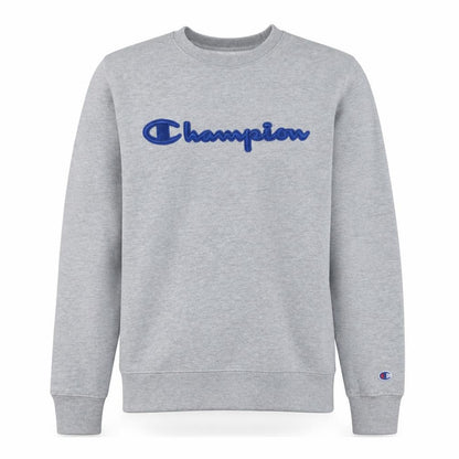 Champion Men's Grey Crew Neck Embroidered Logo Sweatshirt M