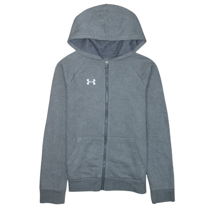 Under Armour Boys Grey Full Zip Hoodie Size 158 (13 Years) Cotton Blend