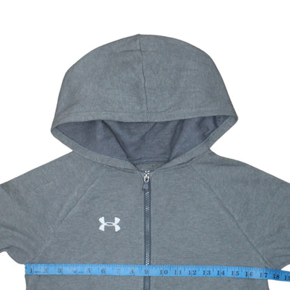 Under Armour Boys Grey Full Zip Hoodie Size 158 (13 Years) Cotton Blend
