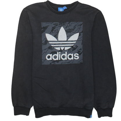Adidas Men's Black Graphic Trefoil Logo Pullover Sweatshirt Size M