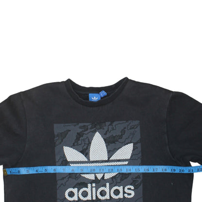 Adidas Men's Black Graphic Trefoil Logo Pullover Sweatshirt Size M