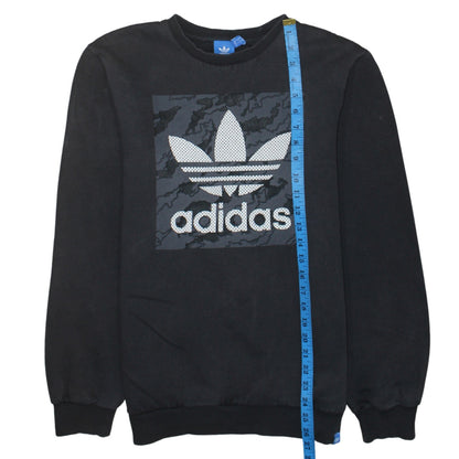 Adidas Men's Black Graphic Trefoil Logo Pullover Sweatshirt Size M