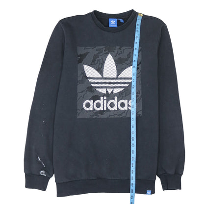 Adidas Men's Black Logo Crew Neck Fleece Sweatshirt Size L