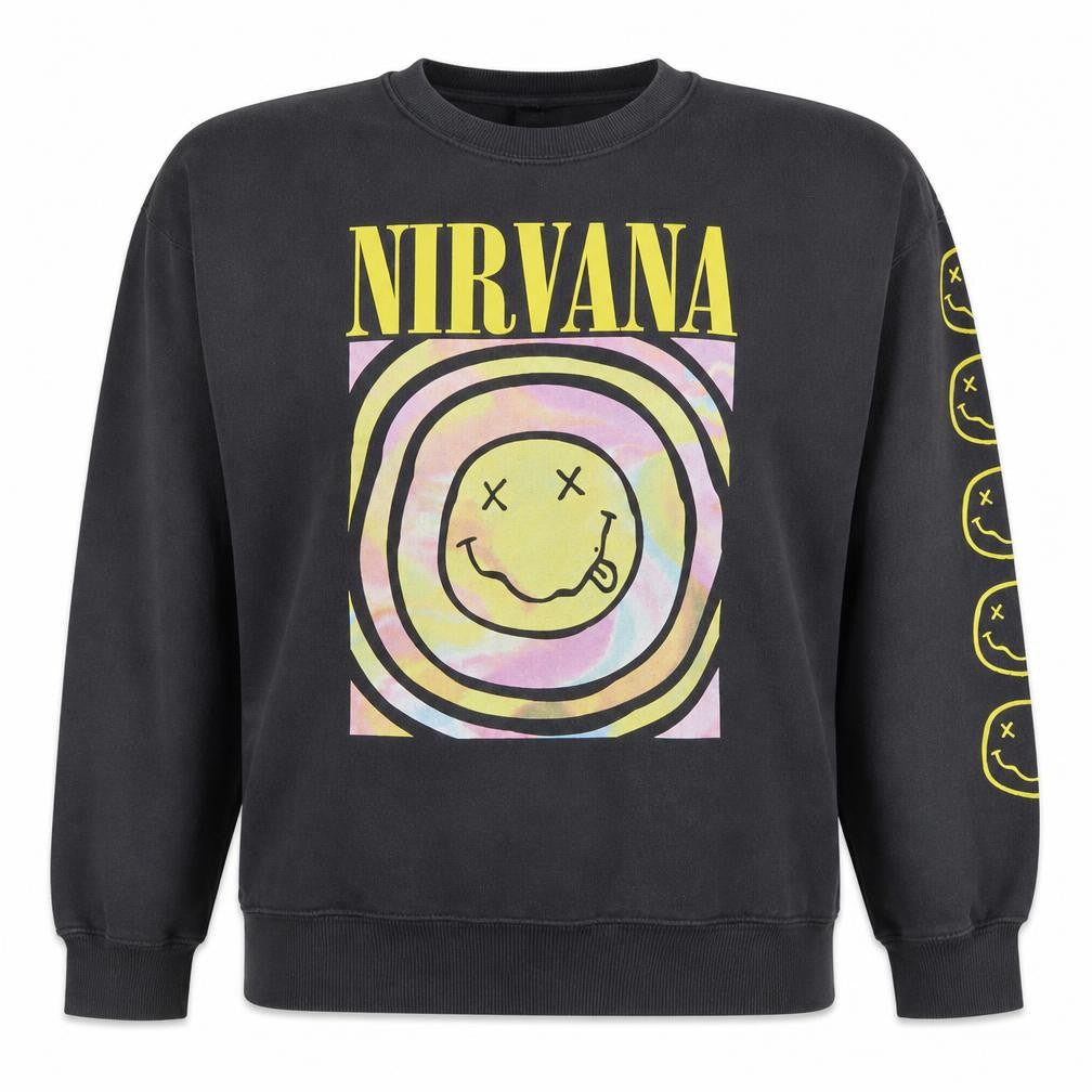 Bershka Womens Black Nirvana Graphic Pullover Sweatshirt L