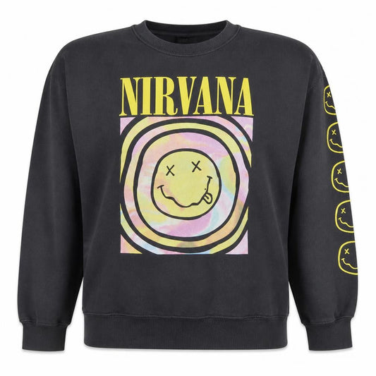 Bershka Womens Black Nirvana Graphic Pullover Sweatshirt L