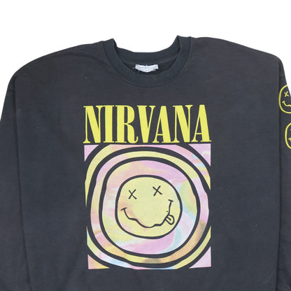 Bershka Womens Black Nirvana Graphic Pullover Sweatshirt L