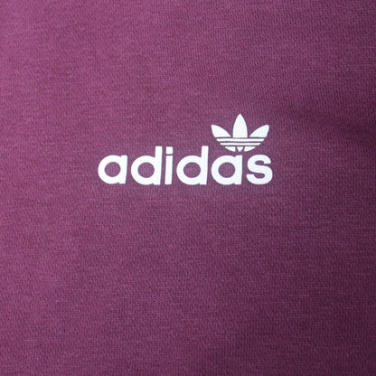 Adidas Womens Burgundy Pullover Hoodie Size 12 Logo Print Cotton Blend