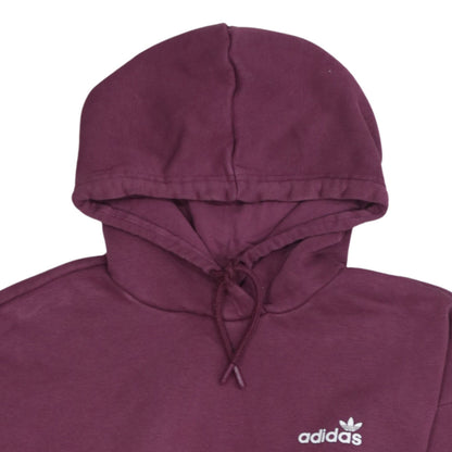 Adidas Womens Burgundy Pullover Hoodie Size 12 Logo Print Cotton Blend