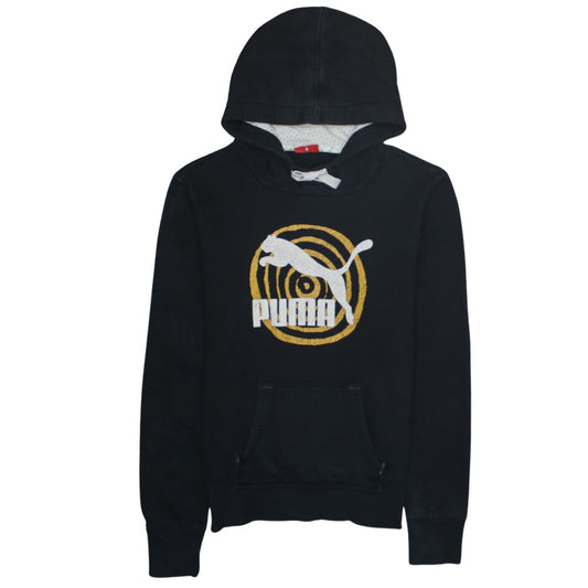 Puma Boys Black Pullover Hoodie 16 Years Logo Graphic Cotton Sweatshirt