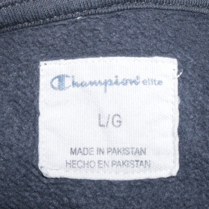Champion Men Blue Pullover Hoodie L Graphic Logo Fleece Sweatshirt