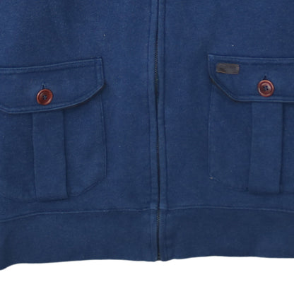 Barbour Men's Blue L Basic Full Zip Fleece Jacket with Suede Trim
