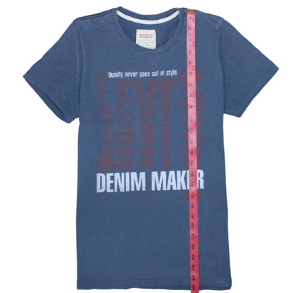 Levi's Boys Blue Graphic Logo T-Shirt Size 16 Years Cotton Crew Neck