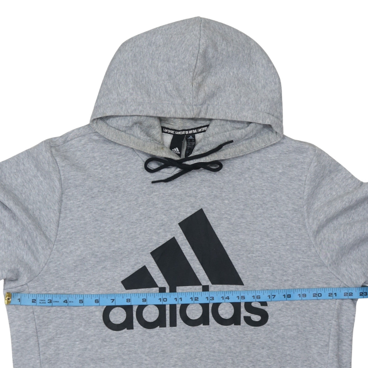 Adidas Mens Grey Pullover Hoodie L Regular Fit Logo Sweatshirt