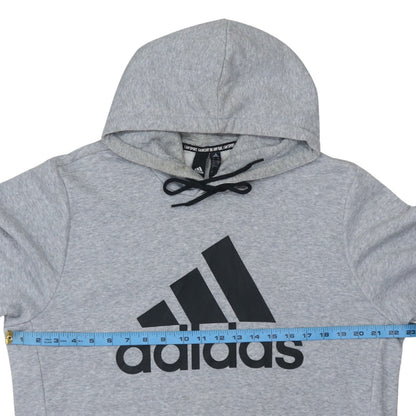 Adidas Mens Grey Pullover Hoodie L Regular Fit Logo Sweatshirt