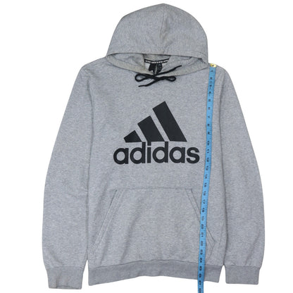 Adidas Mens Grey Pullover Hoodie L Regular Fit Logo Sweatshirt