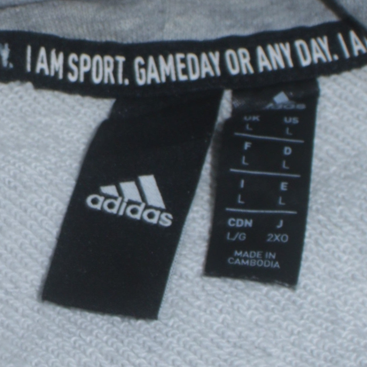 Adidas Mens Grey Pullover Hoodie L Regular Fit Logo Sweatshirt