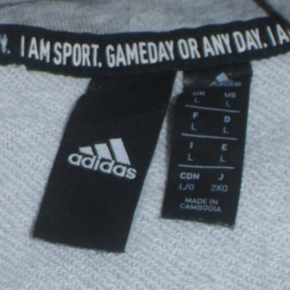 Adidas Mens Grey Pullover Hoodie L Regular Fit Logo Sweatshirt