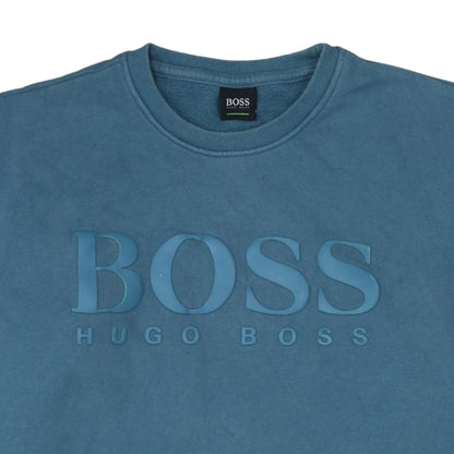 Hugo Boss Men's Blue Logo Crew Neck Pullover Sweatshirt Size L