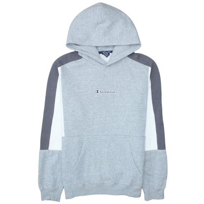 Champion Men’s Grey Pullover Hoodie Large Logo Fleece Sweatshirt