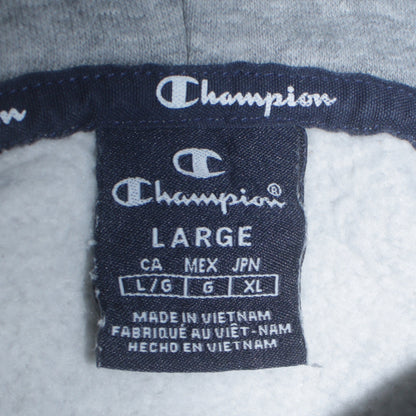 Champion Men’s Grey Pullover Hoodie Large Logo Fleece Sweatshirt