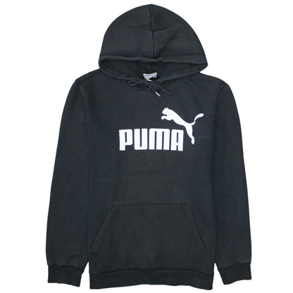 Puma Men's Black Small Pullover Hoodie with Logo Print
