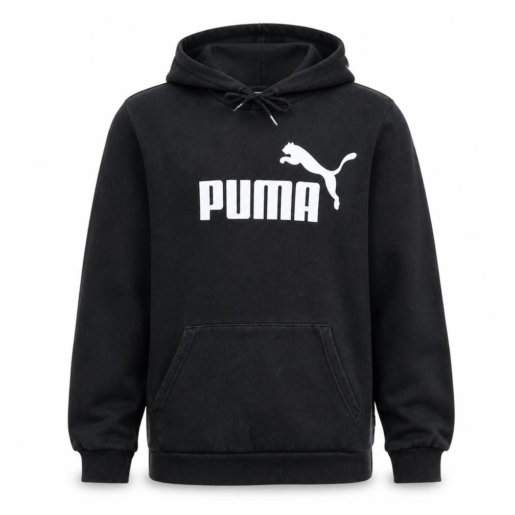 Puma Men's Black Small Pullover Hoodie with Logo Print