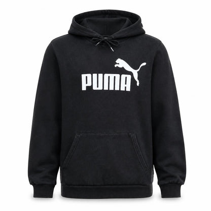 Puma Men's Black Small Pullover Hoodie with Logo Print