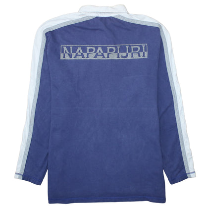 Napapijri Men's Blue 3XL Long Sleeve Cotton Polo Shirt