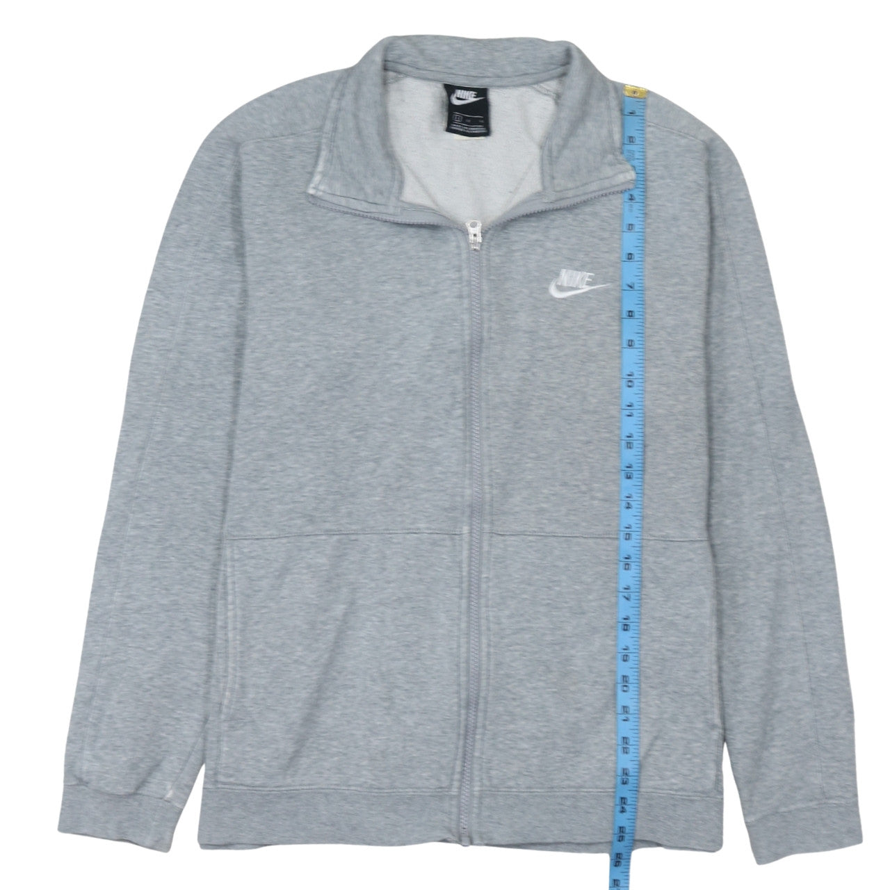 Nike Men's Grey Track Jacket Size L Full Zip Cotton Blend