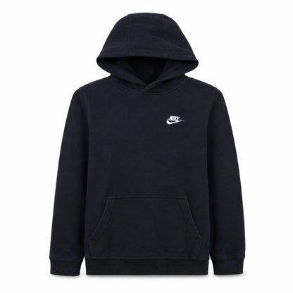 Front view of Nike boys’ black xl pullover hoodie fleece sweatshirt with logo