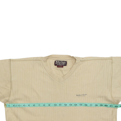 Marlboro Classics Men's Beige V-Neck Cotton Jersey T-Shirt Size L