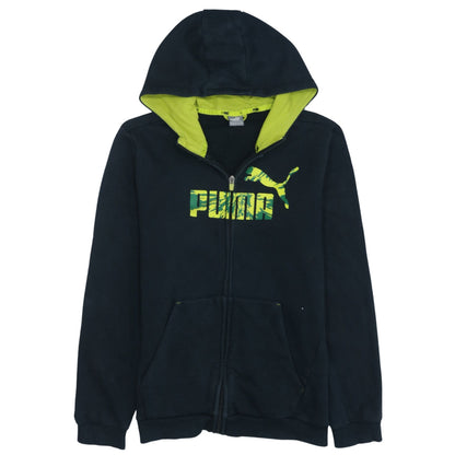 Puma Boys Black Full Zip Hoodie 15-16 Years Graphic Print Fleece