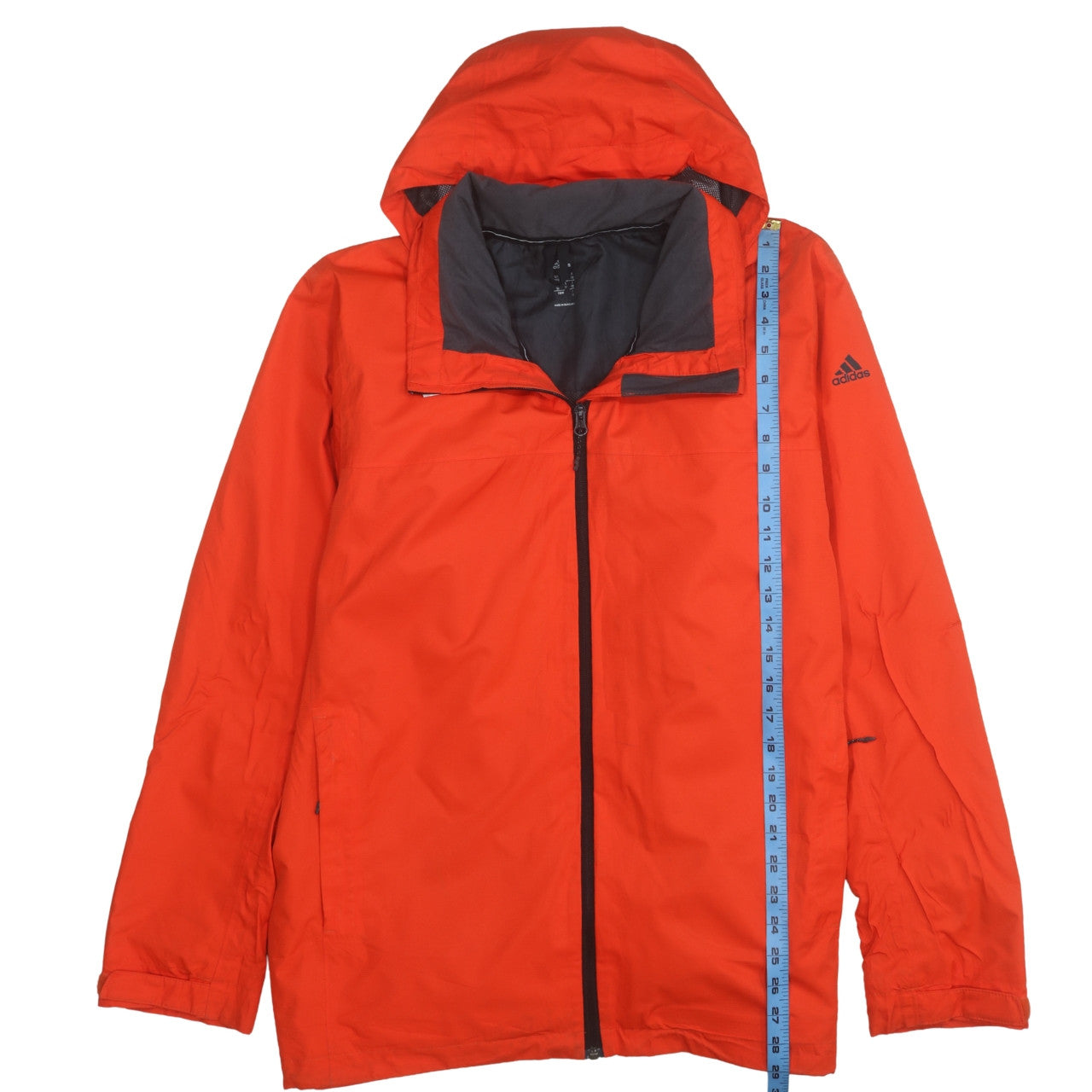 Adidas Men's Red Waterproof Hooded Rain Jacket Size 46/48