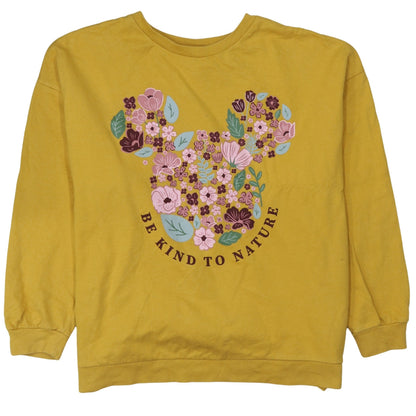 Disney Tu Women's Yellow Floral Minnie Sweatshirt Size 10 Cotton