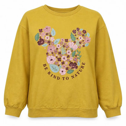Disney Tu Women's Yellow Floral Minnie Sweatshirt Size 10 Cotton