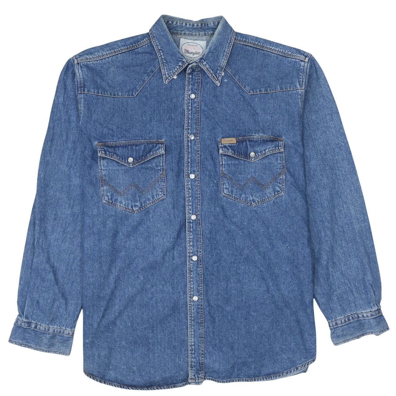 Wrangler Men's Blue Denim Western Snap Button Shirt XL