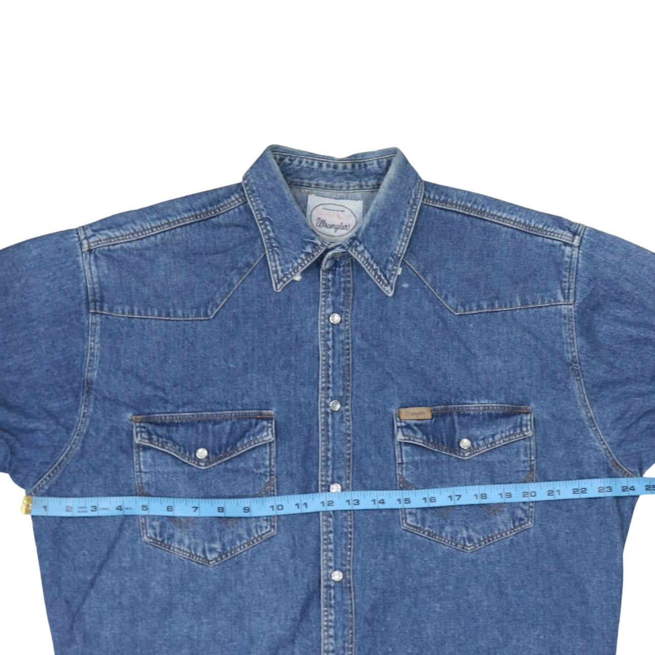 Wrangler Men's Blue Denim Western Snap Button Shirt XL