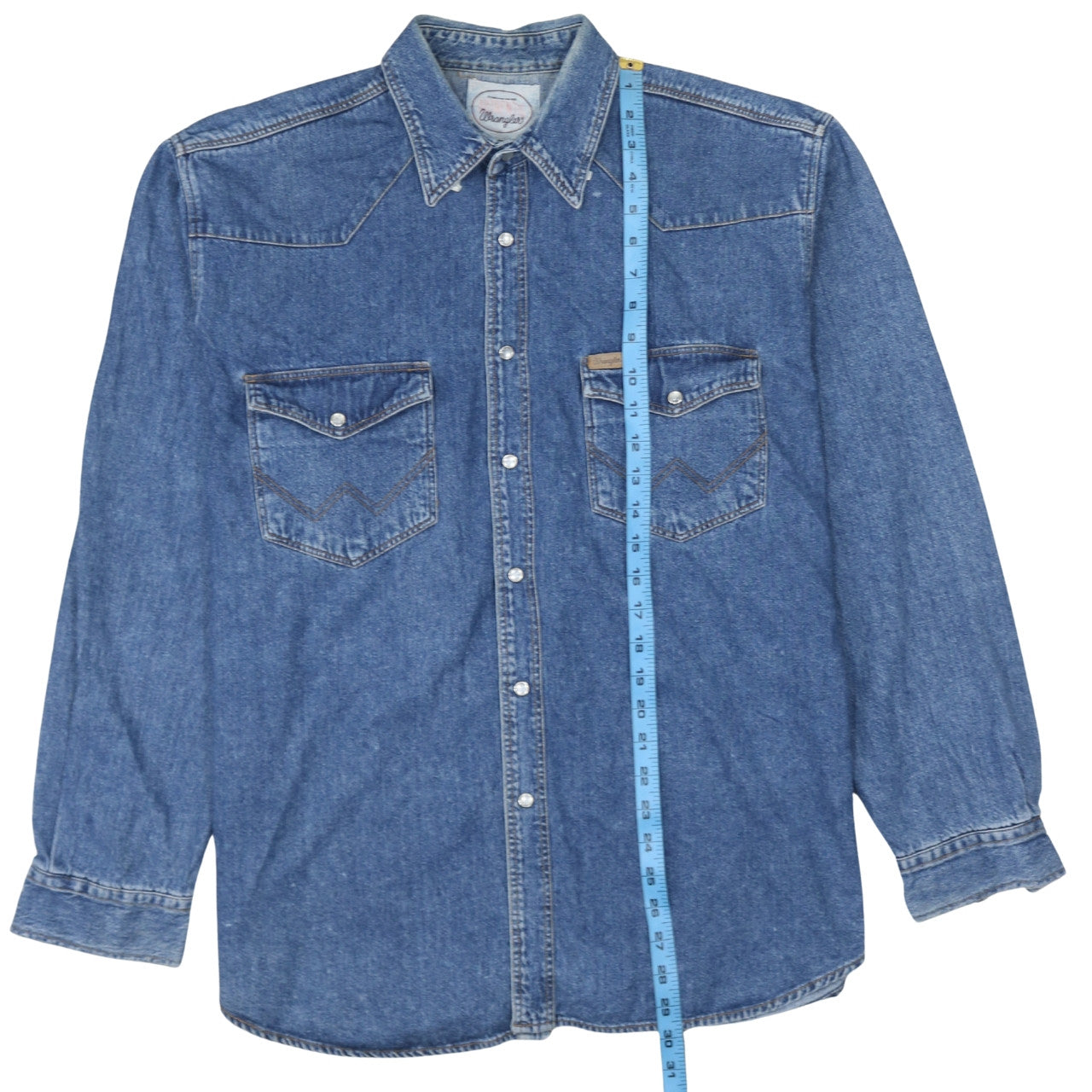 Wrangler Men's Blue Denim Western Snap Button Shirt XL