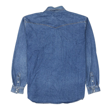 Wrangler Men's Blue Denim Western Snap Button Shirt XL