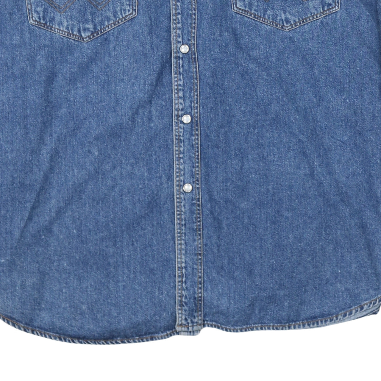Wrangler Men's Blue Denim Western Snap Button Shirt XL