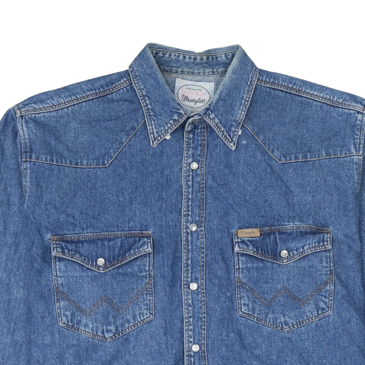 Wrangler Men's Blue Denim Western Snap Button Shirt XL