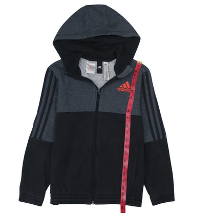 Adidas Boys Grey Full Zip Colourblock Hoodie 11-12 Years