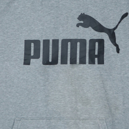 Puma Men's Grey XL Pullover Hoodie with Logo Print