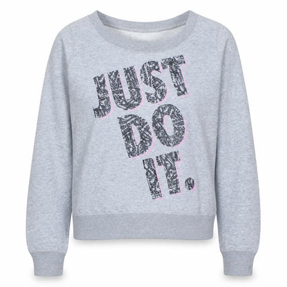 Nike Women Grey Just Do It Crew Neck Pullover Sweatshirt Size M