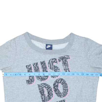 Nike Women Grey Just Do It Crew Neck Pullover Sweatshirt Size M